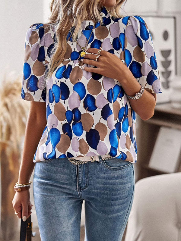 irregular printing short-sleeved shirt BLUE ZONE PLANET