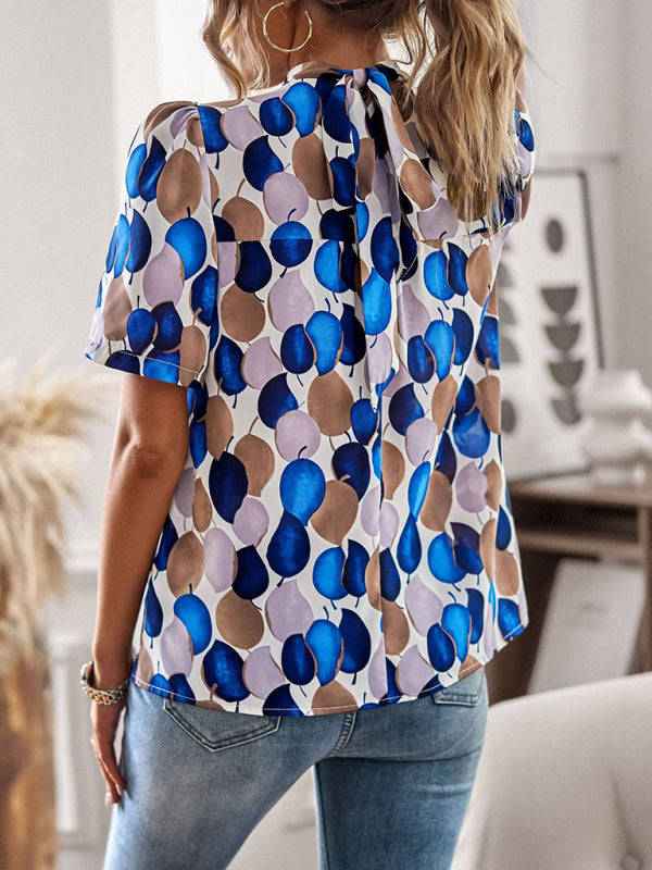 irregular printing short-sleeved shirt BLUE ZONE PLANET