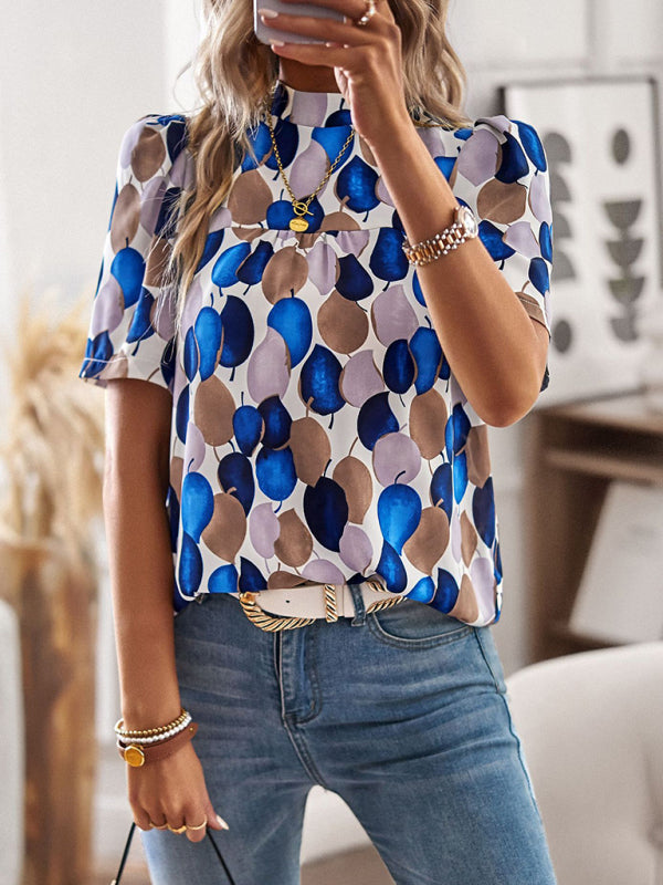 irregular printing short-sleeved shirt BLUE ZONE PLANET