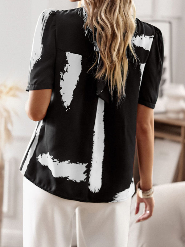 irregular printing short-sleeved shirt BLUE ZONE PLANET