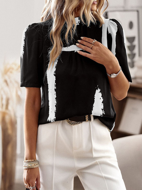 irregular printing short-sleeved shirt BLUE ZONE PLANET
