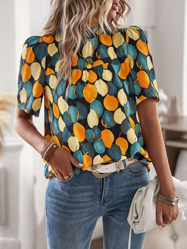 irregular printing short-sleeved shirt BLUE ZONE PLANET