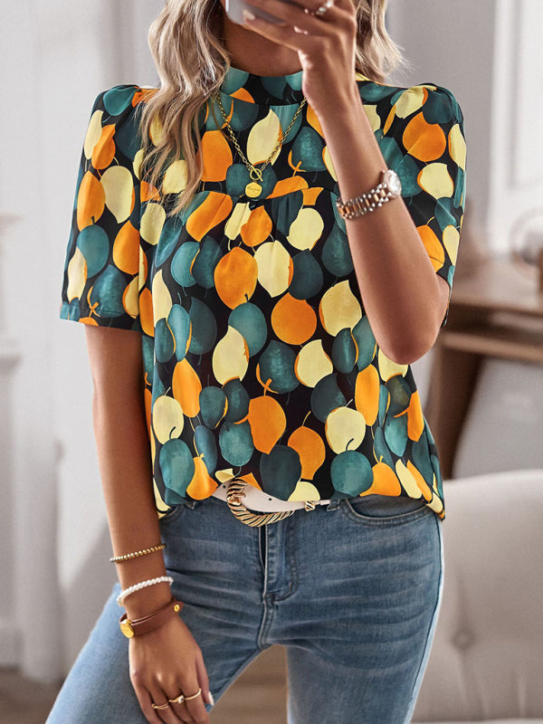 irregular printing short-sleeved shirt BLUE ZONE PLANET