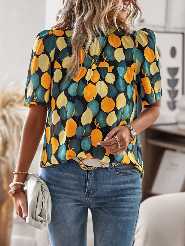 irregular printing short-sleeved shirt BLUE ZONE PLANET
