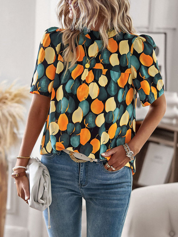 irregular printing short-sleeved shirt BLUE ZONE PLANET
