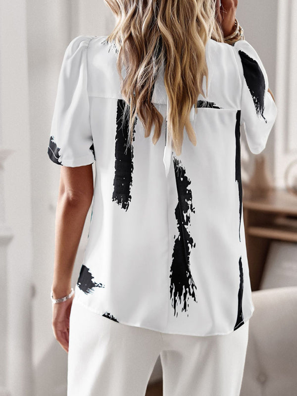 irregular printing short-sleeved shirt BLUE ZONE PLANET