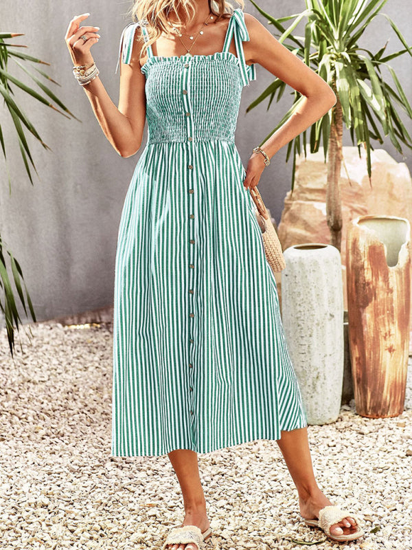 Blue Zone Planet striped elegant spaghetti strap dress