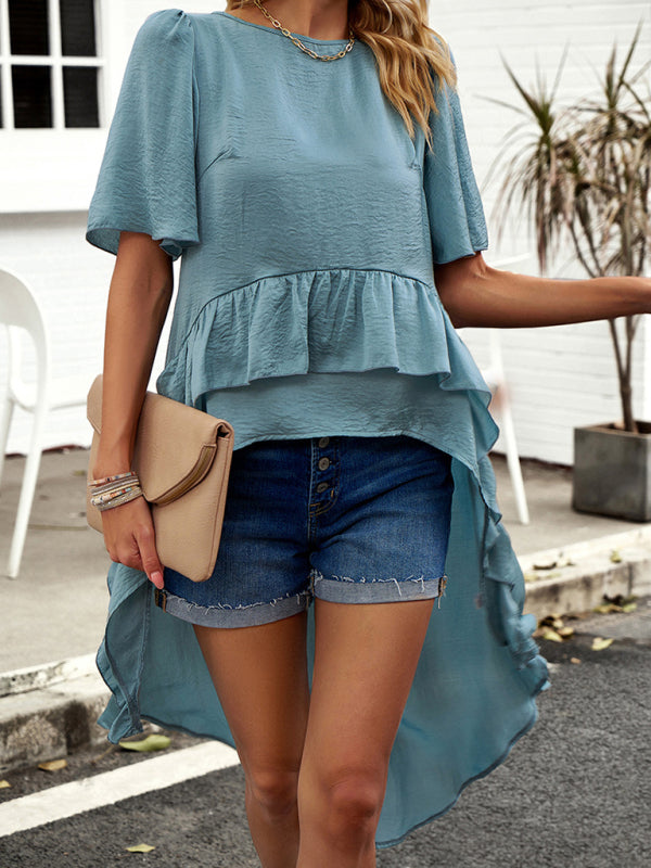 Blue Zone Planet |  quality elegant ruffled short-sleeved top BLUE ZONE PLANET