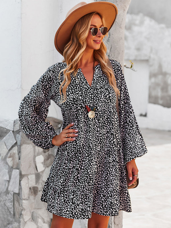 Blue Zone Planet |  Leopard Print Long Sleeve Holiday Dress BLUE ZONE PLANET