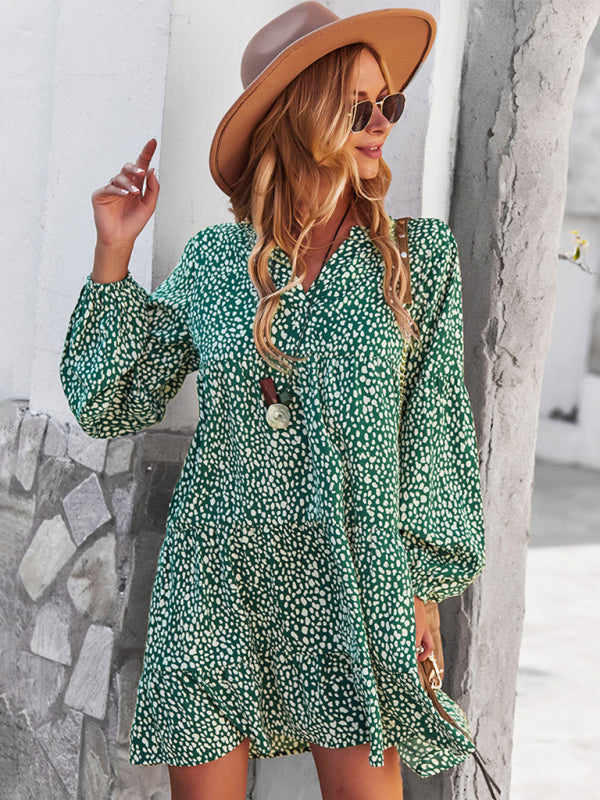 Blue Zone Planet |  Leopard Print Long Sleeve Holiday Dress BLUE ZONE PLANET