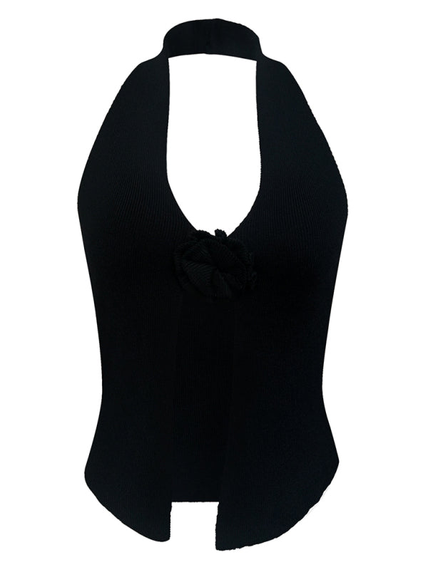 Women's Wool Halter Neck Rabbit Fleece Vest BLUE ZONE PLANET