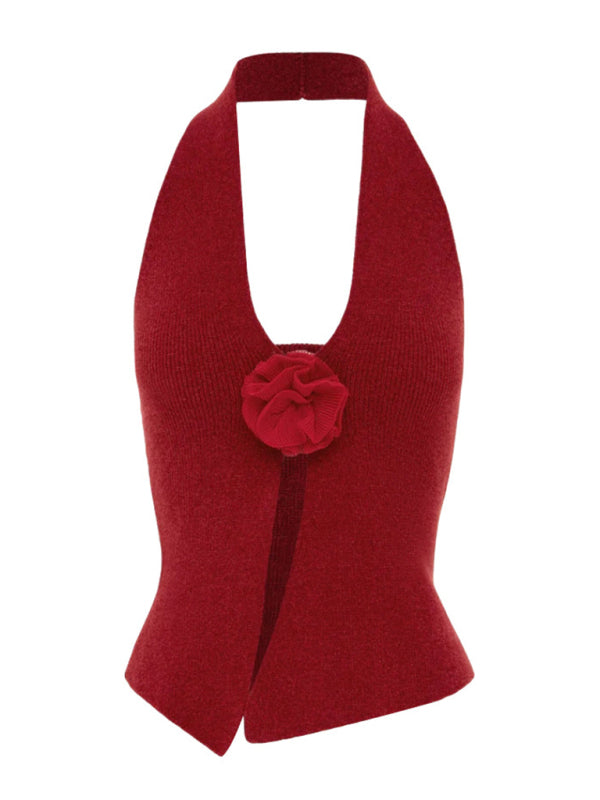 Women's Wool Halter Neck Rabbit Fleece Vest BLUE ZONE PLANET