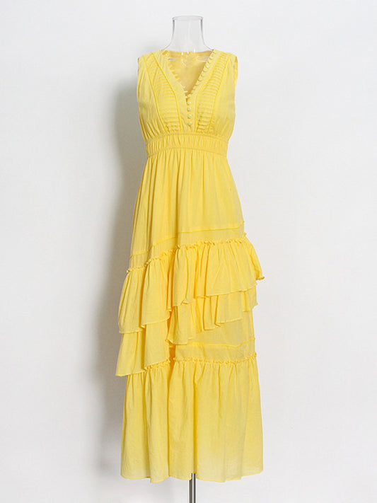 Pleated suspender holiday mille-layer dress-TOPS / DRESSES-[Adult]-[Female]-White-S-2022 Online Blue Zone Planet