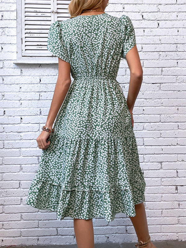 Fashion Green Printed Dress-TOPS / DRESSES-[Adult]-[Female]-2022 Online Blue Zone Planet