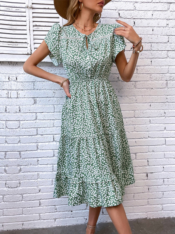 Fashion Green Printed Dress-TOPS / DRESSES-[Adult]-[Female]-2022 Online Blue Zone Planet