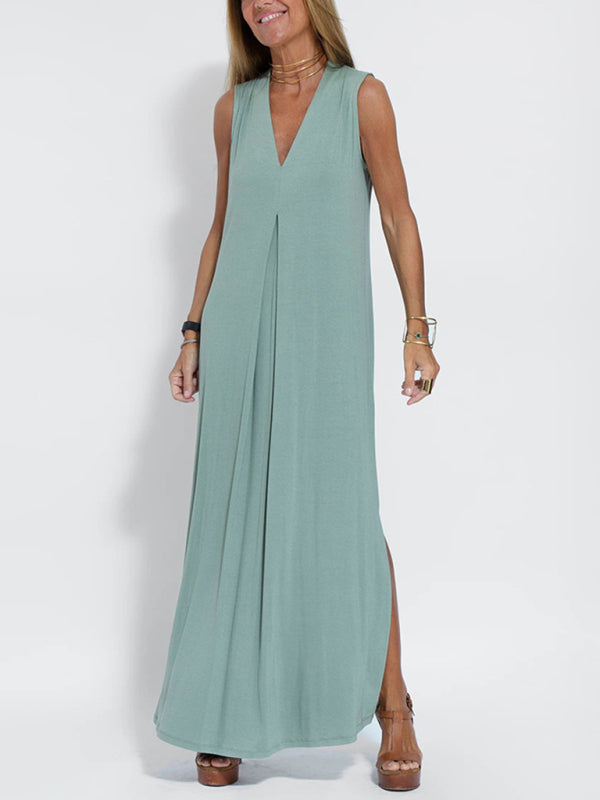 Blue Zone Planet | solid color pullover V-neck dress BLUE ZONE PLANET