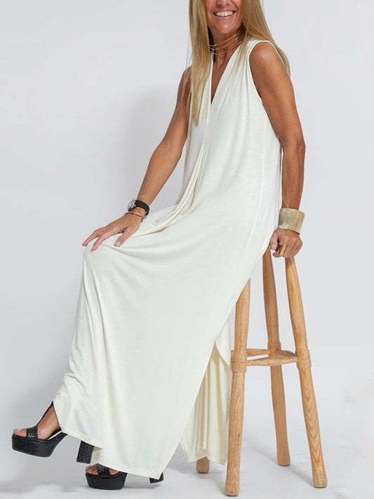 Blue Zone Planet | solid color pullover V-neck dress BLUE ZONE PLANET