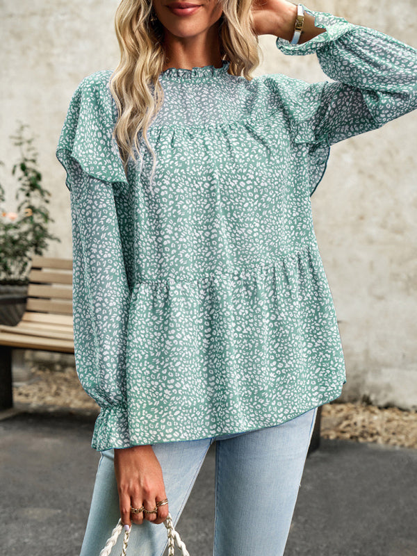 Blue Zone Planet |  Floral Shirt Commuter Long Sleeve Top BLUE ZONE PLANET