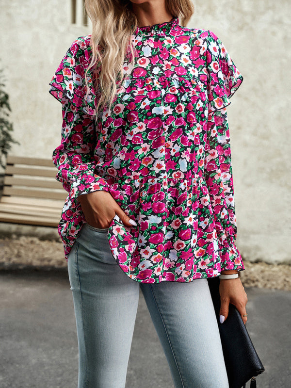 Blue Zone Planet |  Floral Shirt Commuter Long Sleeve Top BLUE ZONE PLANET
