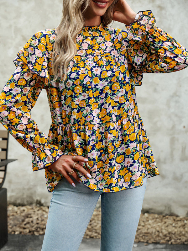 Blue Zone Planet |  Floral Shirt Commuter Long Sleeve Top BLUE ZONE PLANET