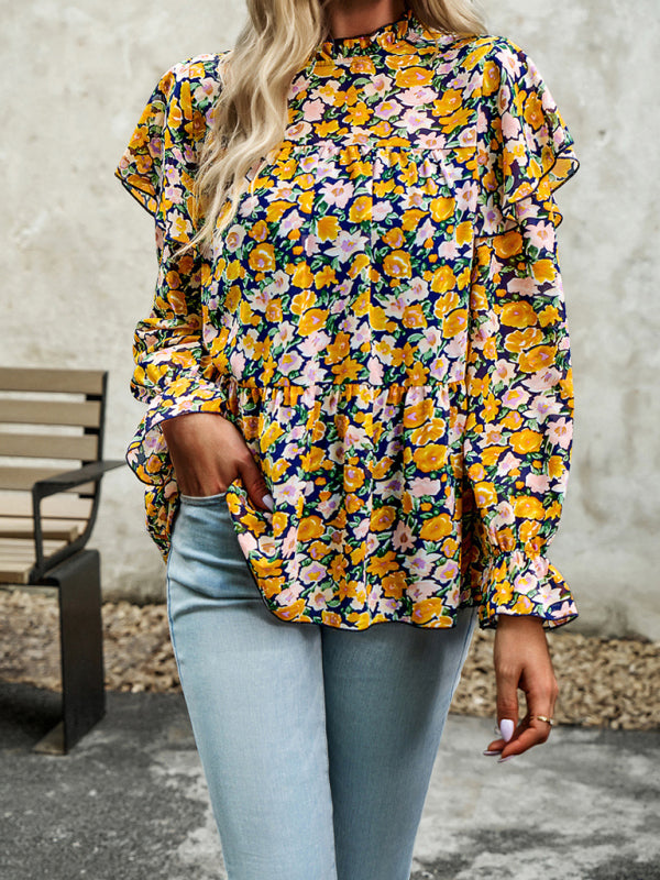 Blue Zone Planet |  Floral Shirt Commuter Long Sleeve Top BLUE ZONE PLANET
