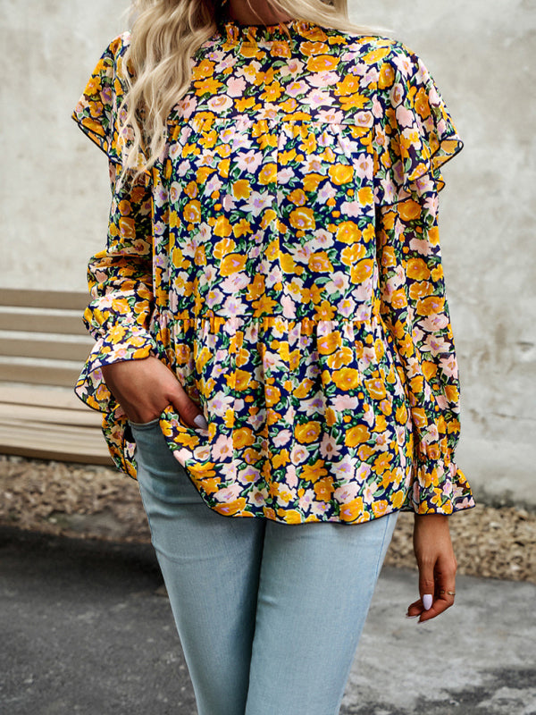 Blue Zone Planet |  Floral Shirt Commuter Long Sleeve Top BLUE ZONE PLANET