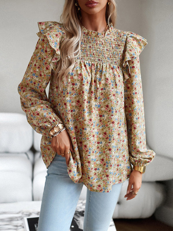 Floral Shirt Femininity Commuter Long Sleeve blouse kakaclo