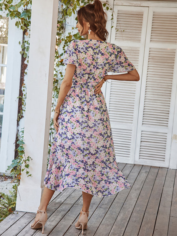 Printed Flowy Dress Holiday Swing dress BLUE ZONE PLANET