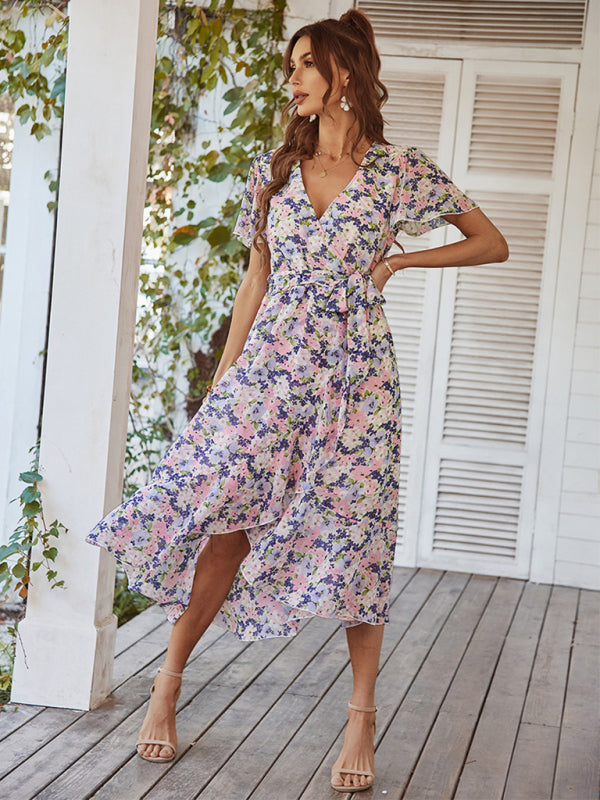 Printed Flowy Dress Holiday Swing dress BLUE ZONE PLANET