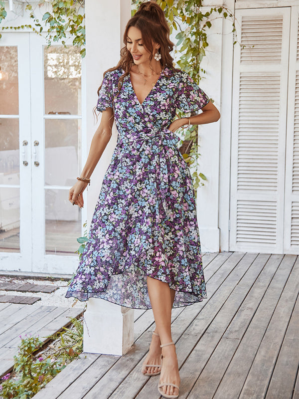 Printed Flowy Dress Holiday Swing dress BLUE ZONE PLANET