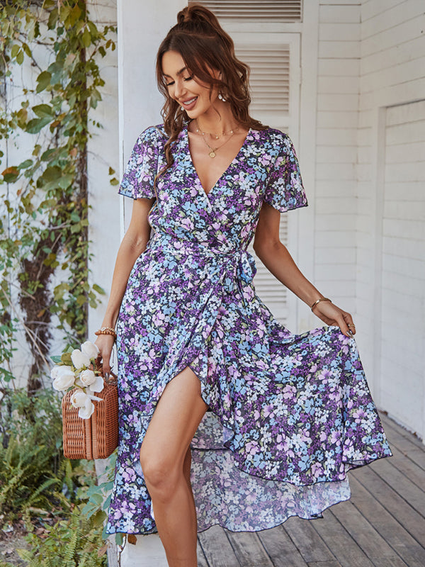 Printed Flowy Dress Holiday Swing dress BLUE ZONE PLANET