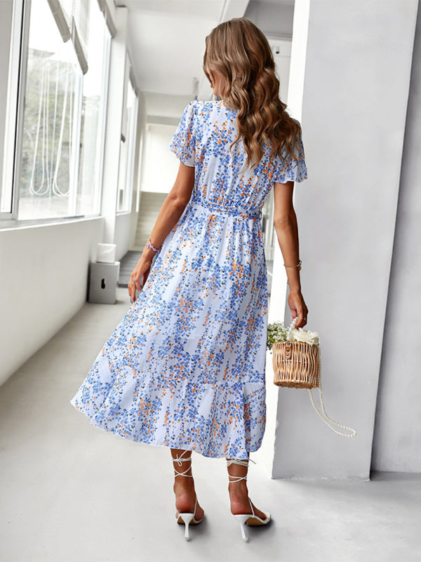 Printed Flowy Dress Holiday Swing dress BLUE ZONE PLANET