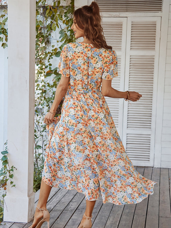 Printed Flowy Dress Holiday Swing dress BLUE ZONE PLANET