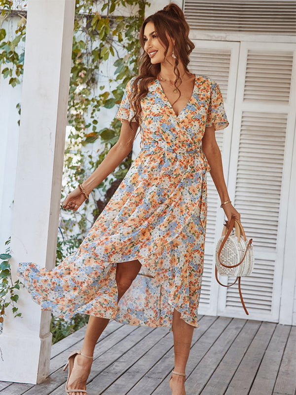 Printed Flowy Dress Holiday Swing dress BLUE ZONE PLANET