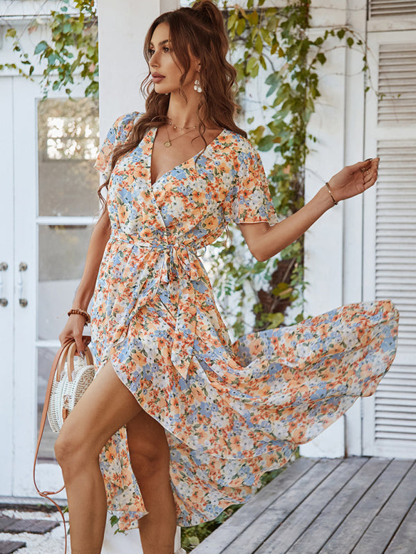 Printed Flowy Dress Holiday Swing dress BLUE ZONE PLANET