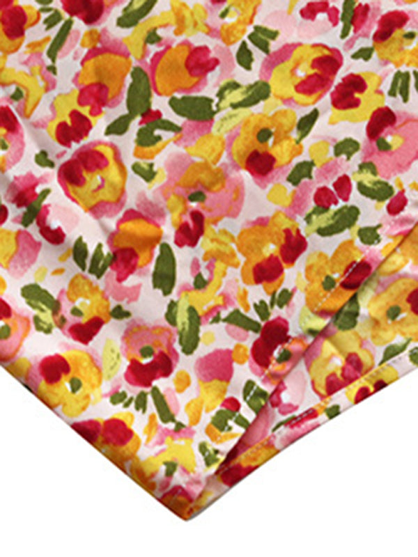 Ava's V-Neck Ruffled Sleeve Floral Print Top kakaclo