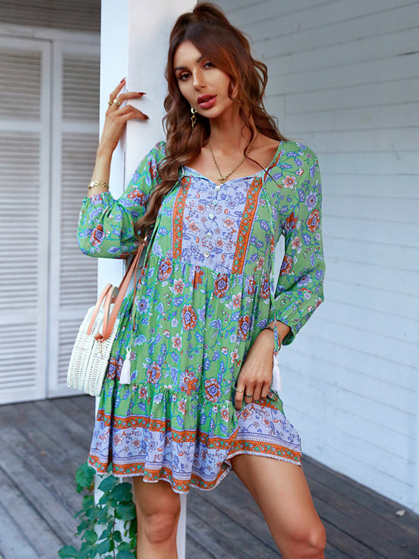 holiday wind dress short skirt positioning flower clothing kakaclo