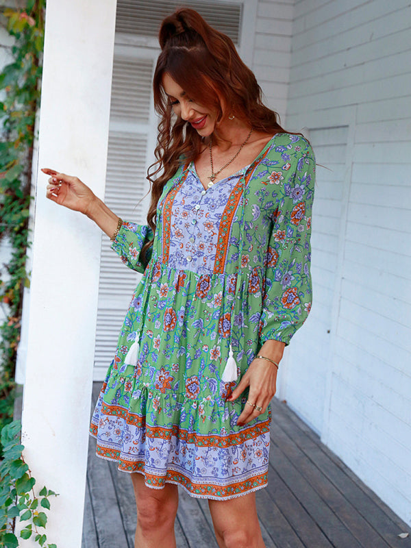 holiday wind dress short skirt positioning flower clothing kakaclo