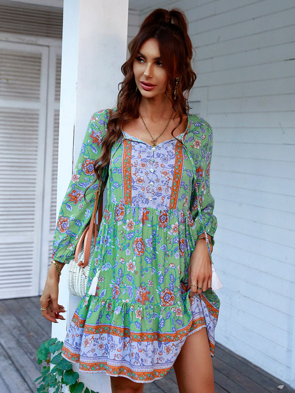 holiday wind dress short skirt positioning flower clothing kakaclo