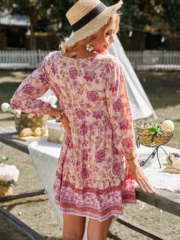 holiday wind dress short skirt positioning flower clothing kakaclo