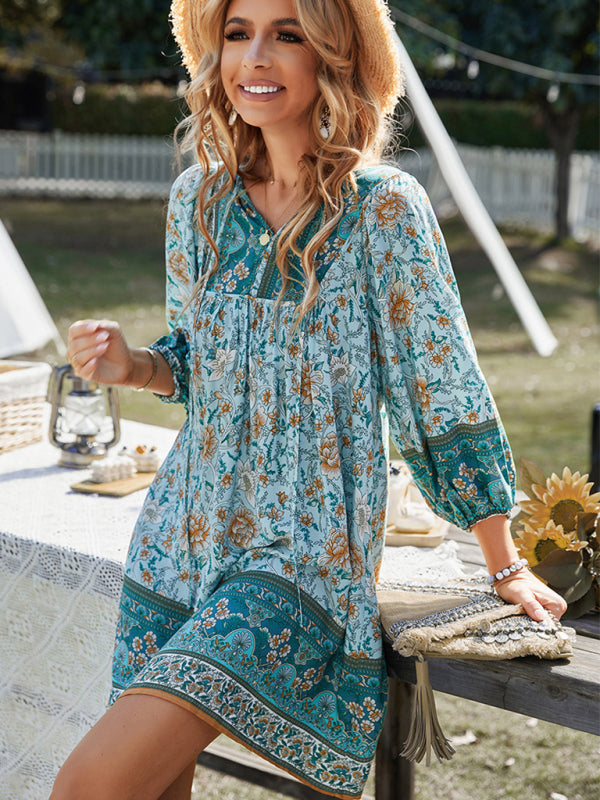 Bohemian Orientation Print Resort Style Ladies Dress kakaclo