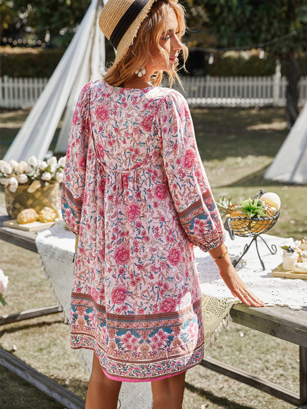 Bohemian Orientation Print Resort Style Ladies Dress kakaclo
