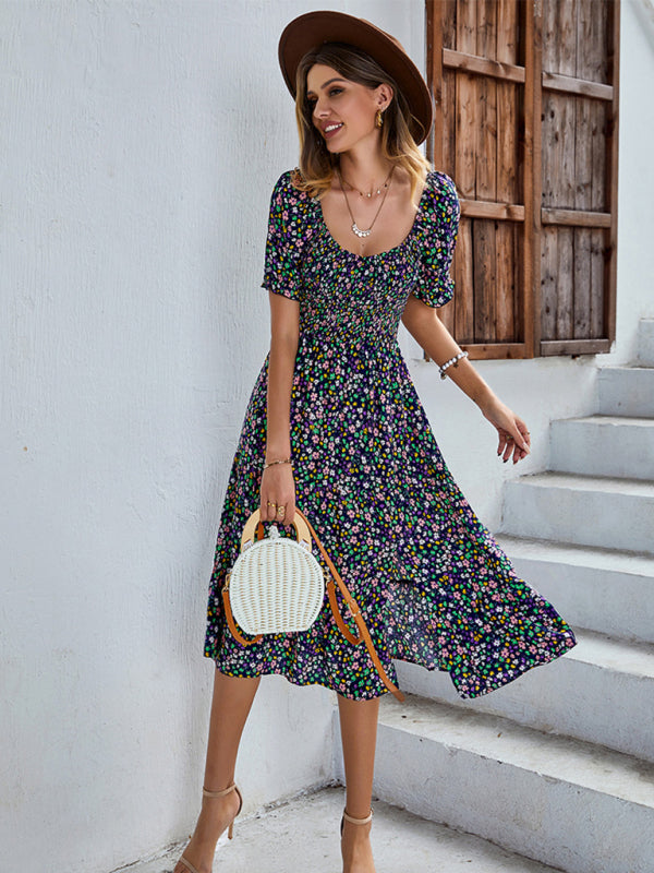 Blue Zone Planet |  Boho Print Round Neck Swing Skirt Dress BLUE ZONE PLANET