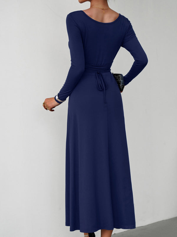 Blue Zone Planet |  Elegant Waisted Long Sleeve Dress BLUE ZONE PLANET