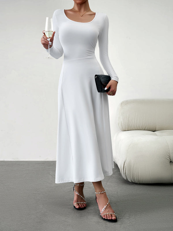 Blue Zone Planet |  Elegant Waisted Long Sleeve Dress BLUE ZONE PLANET