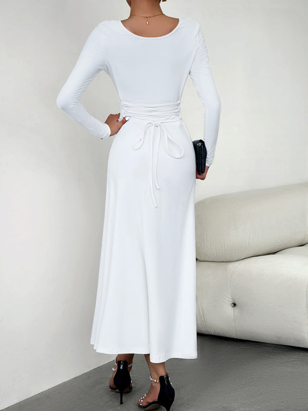 Blue Zone Planet |  Elegant Waisted Long Sleeve Dress BLUE ZONE PLANET
