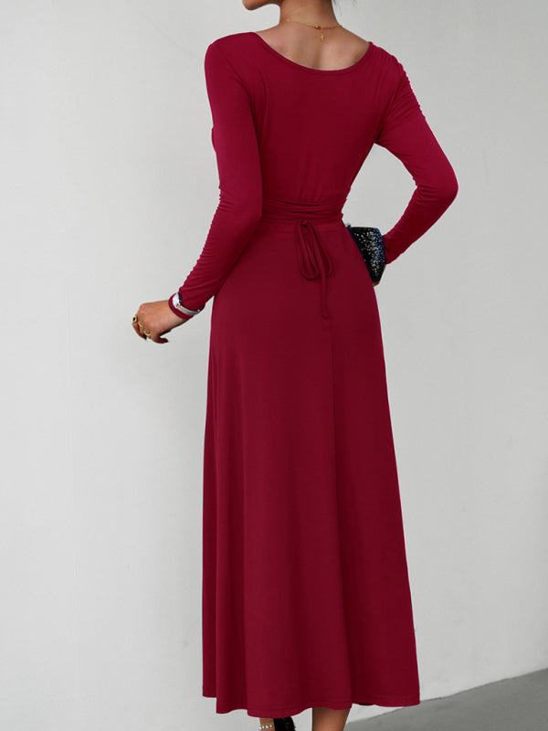 Blue Zone Planet |  Elegant Waisted Long Sleeve Dress BLUE ZONE PLANET
