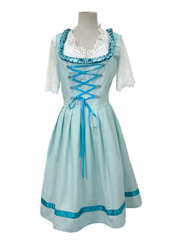 Blue Zone Planet |  German Oktoberfest Short Sleeve Printed Beer Dress BLUE ZONE PLANET