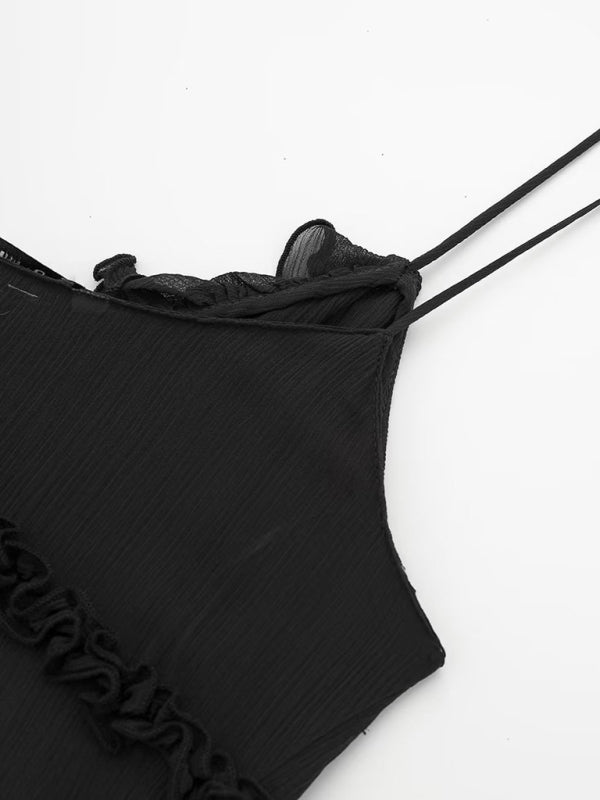 Blue Zone Planet | Sheer Layered Embellished Camisole Top Camisole kakaclo