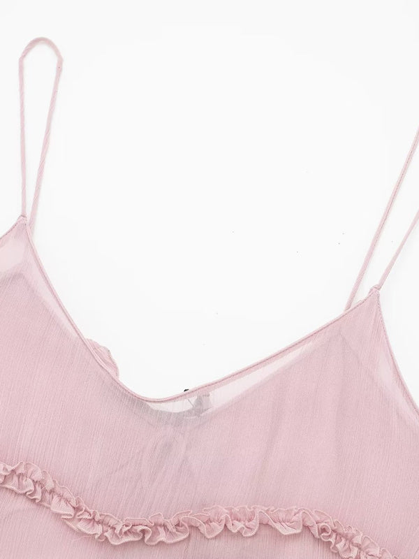Blue Zone Planet | Sheer Layered Embellished Camisole Top Camisole kakaclo